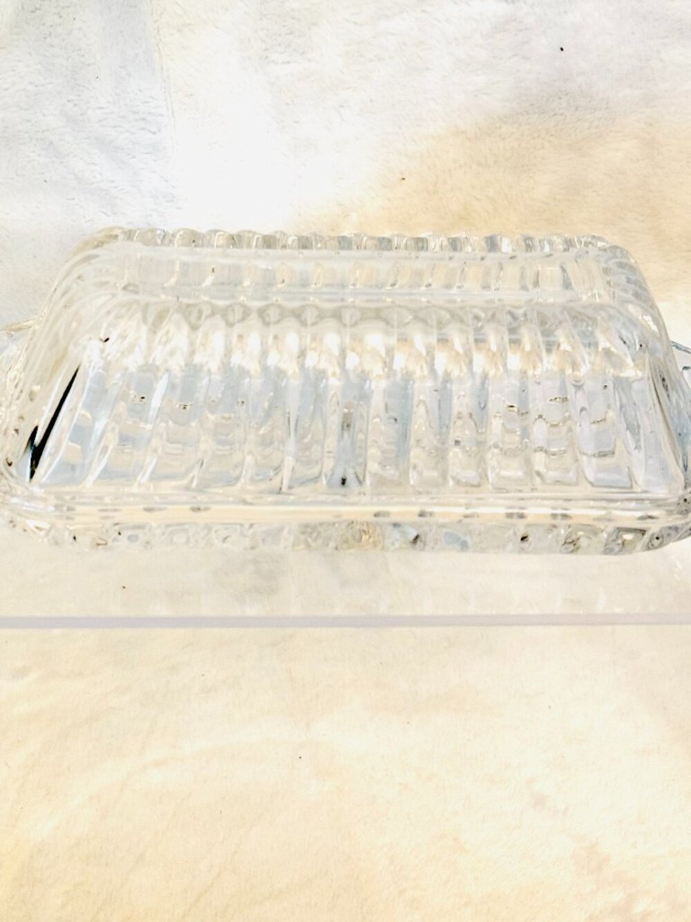Precious Home Clear Glass Sarah Butter Dish Elegant Tabletop Accessory